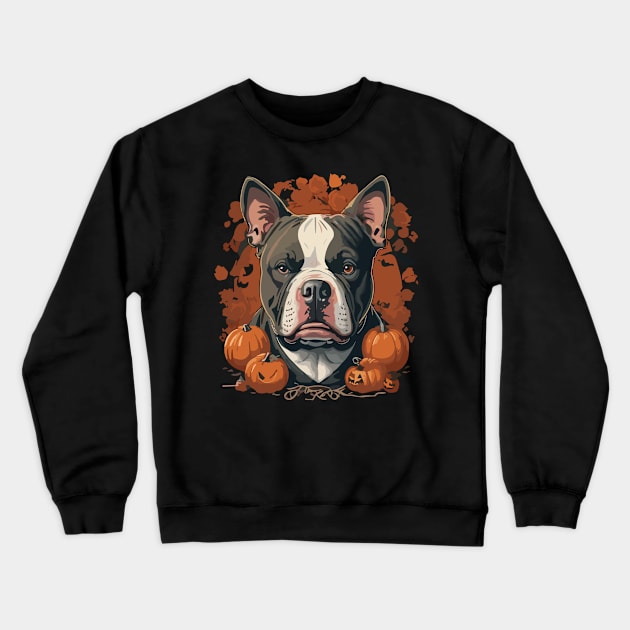 American Bulldog Pumpkin Halloween Costume Crewneck Sweatshirt by SamCreations